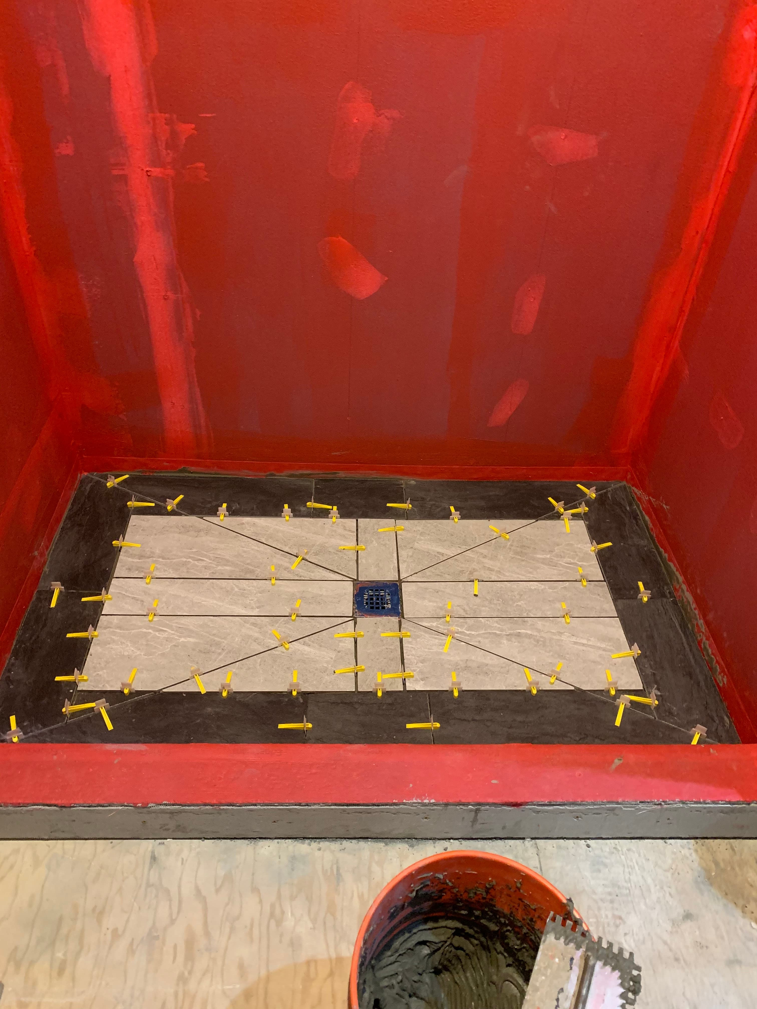 Bathroom shower tile installation with large format tiles in Maryland by Atlantic Construction