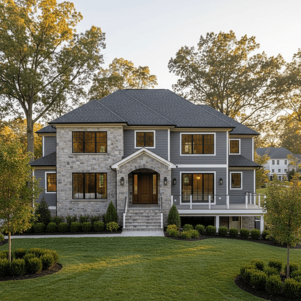 Professional exterior construction featuring new home with modern design in Maryland by Atlantic Construction