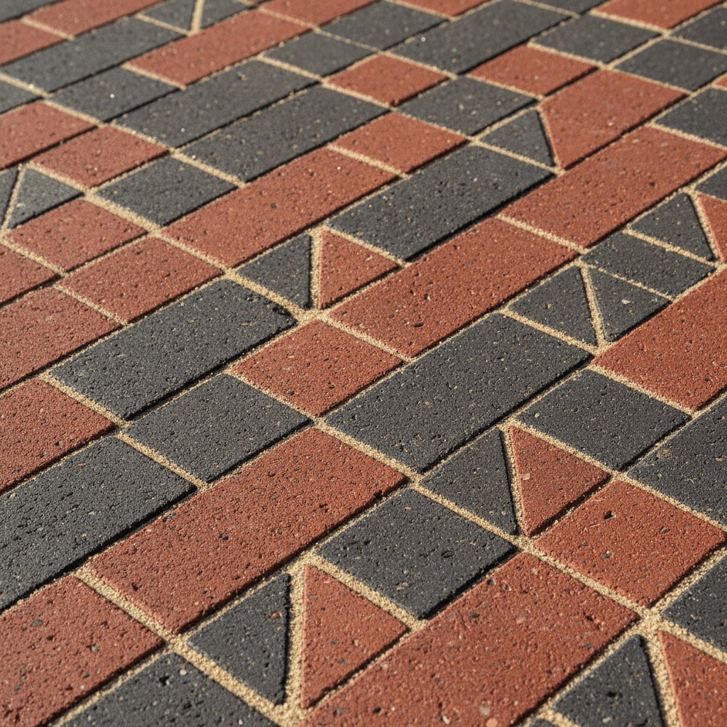 Interlocking brick paver patio in herringbone pattern in Maryland by Atlantic Construction