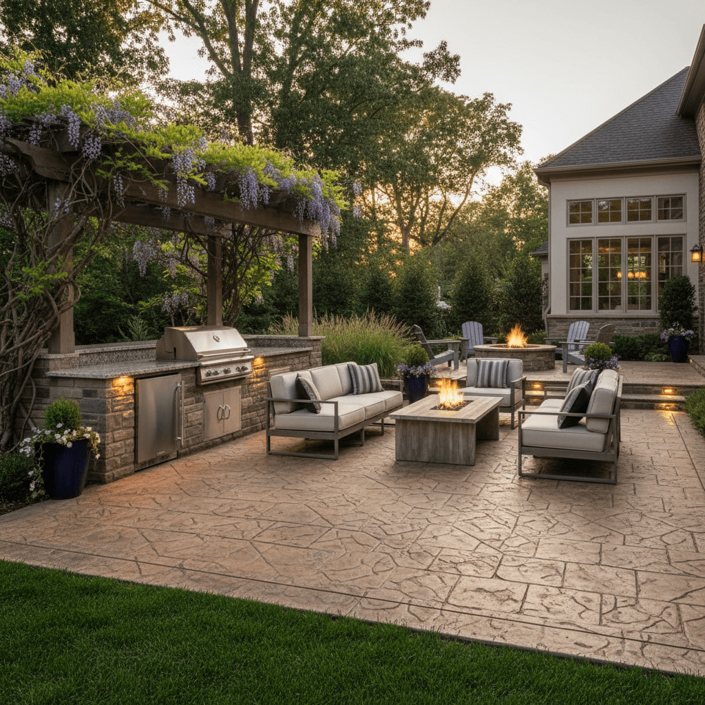 Custom patio and outdoor living space installation in Maryland by Atlantic Construction