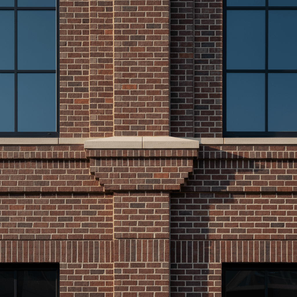 Professional commercial brick masonry work detail in Maryland by Atlantic Construction