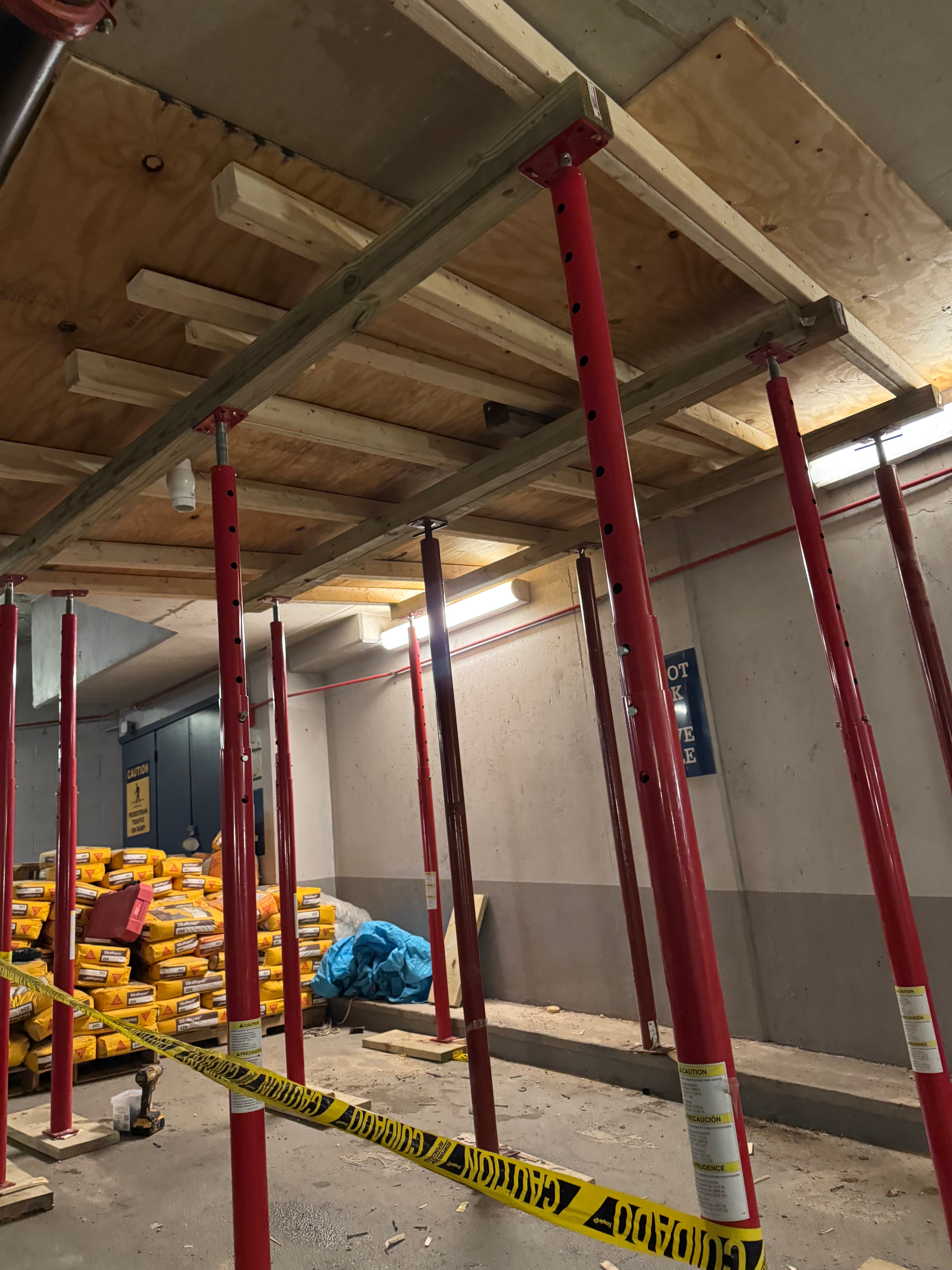 Commercial parking garage shoring and wood framing installation in DC by Atlantic Construction