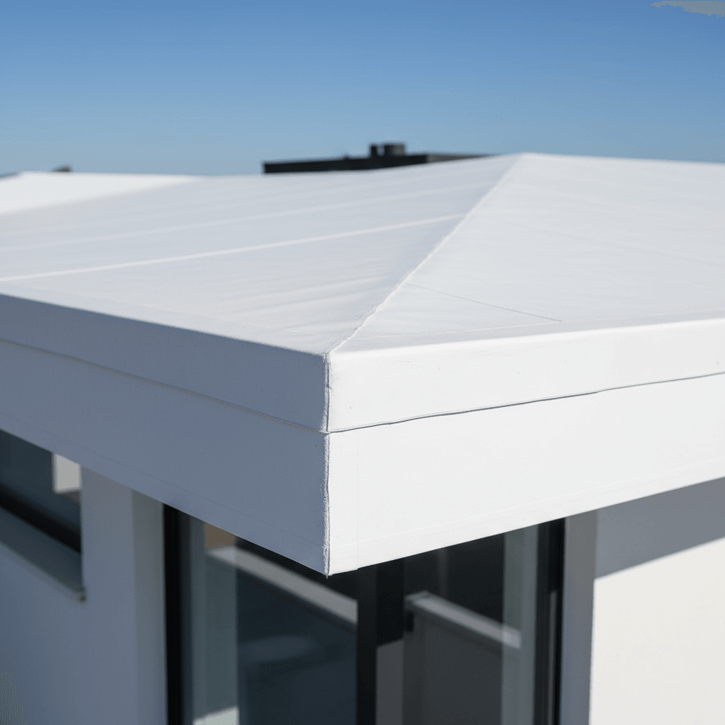 White TPO roofing membrane on flat roof